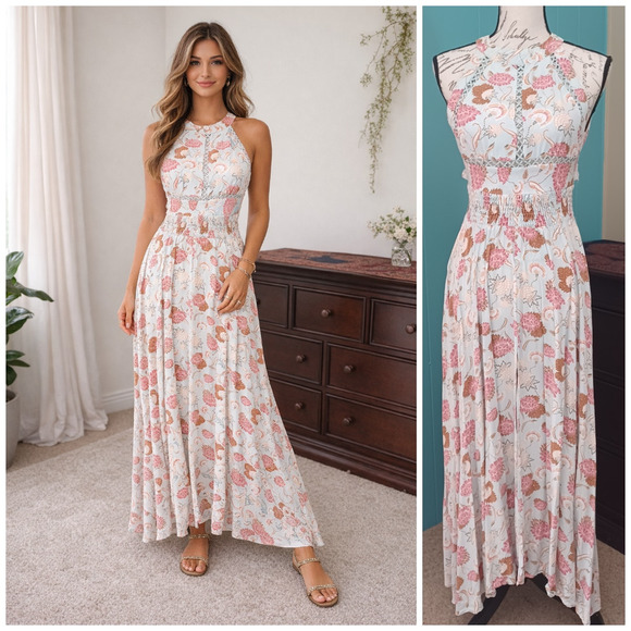 Jaase Endless Dresses & Skirts - Jaase Endless Summer Floral Sleeveless Halter Maxi Dress Size XS